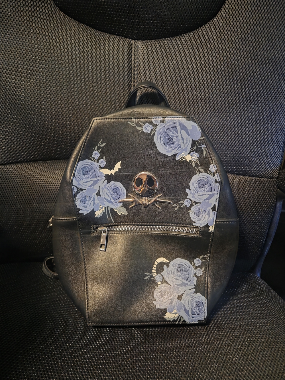 Jack Skellington Black Floral Accent Mini Backpack